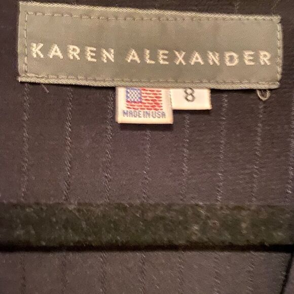 Karen Alexander Vintage Tuxedo Dress Size 8 Made in The USA  Stripe - Picture 6 of 12